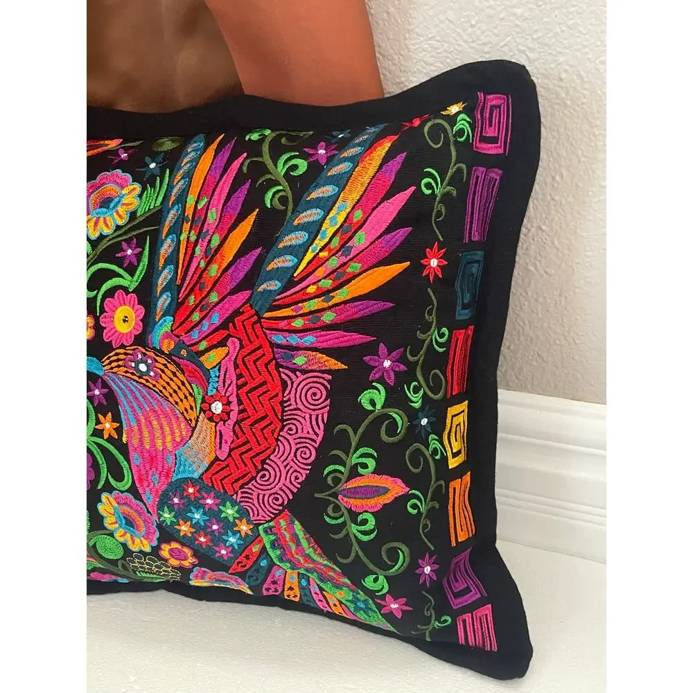 Amazing authentic Mexican hand-embroidered pillow 18” X 18”